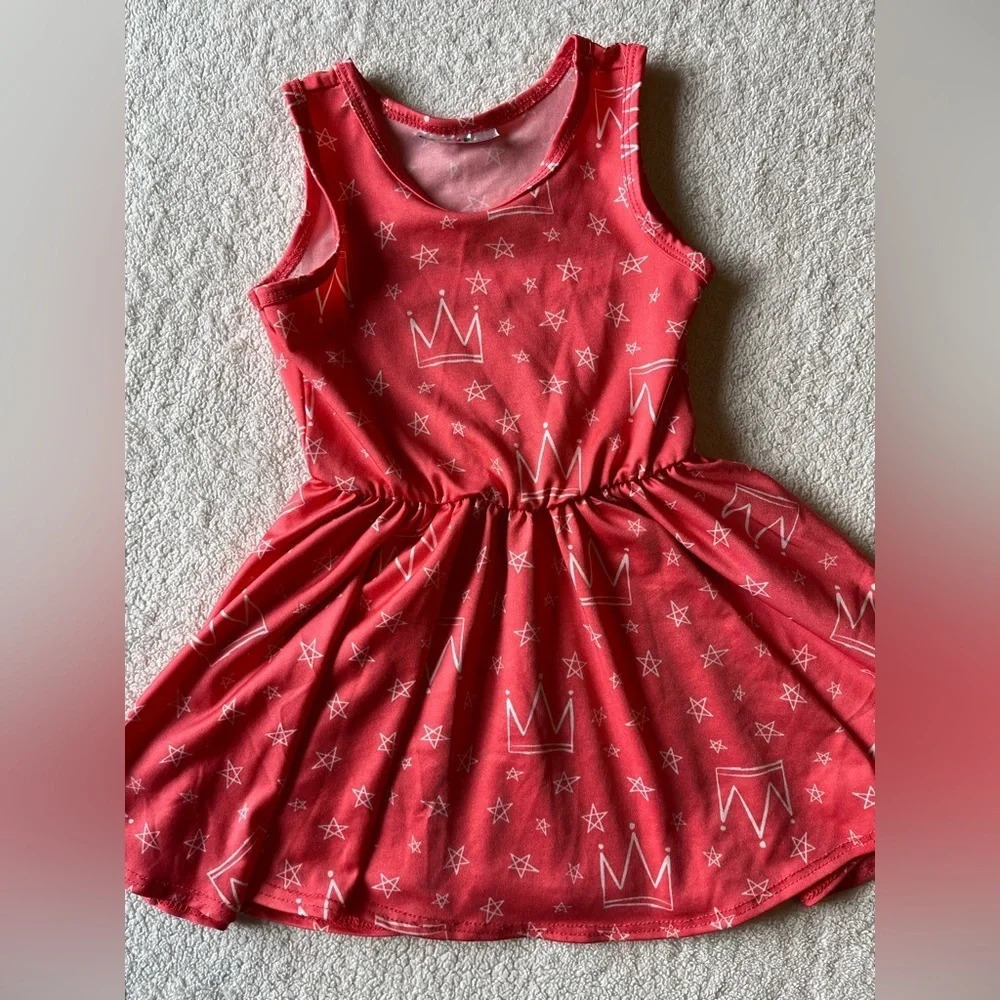 Dot Dot Smile Toddler Dress. Crown Princess Theme Pattern, 12-24 months